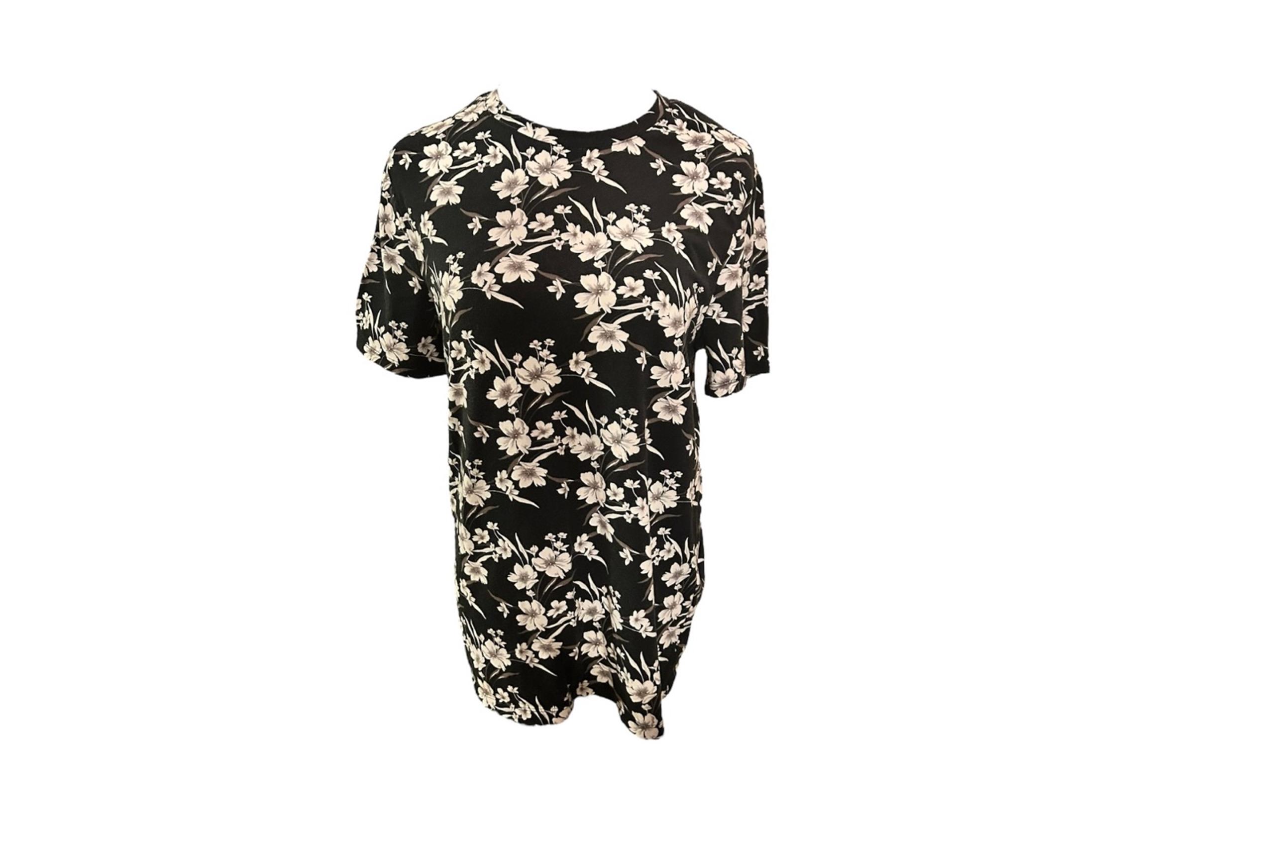 women’s small express floral covered cotton blend crew neck tee shirt