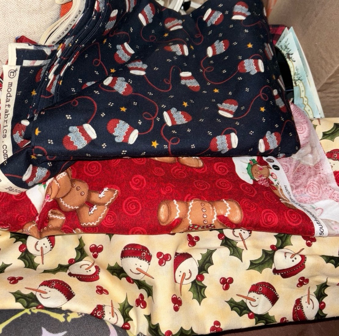 Large lot of vintage Christmas fabrics
