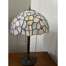 Antique Stained Glass Leaded Lamp and Shade Double Light