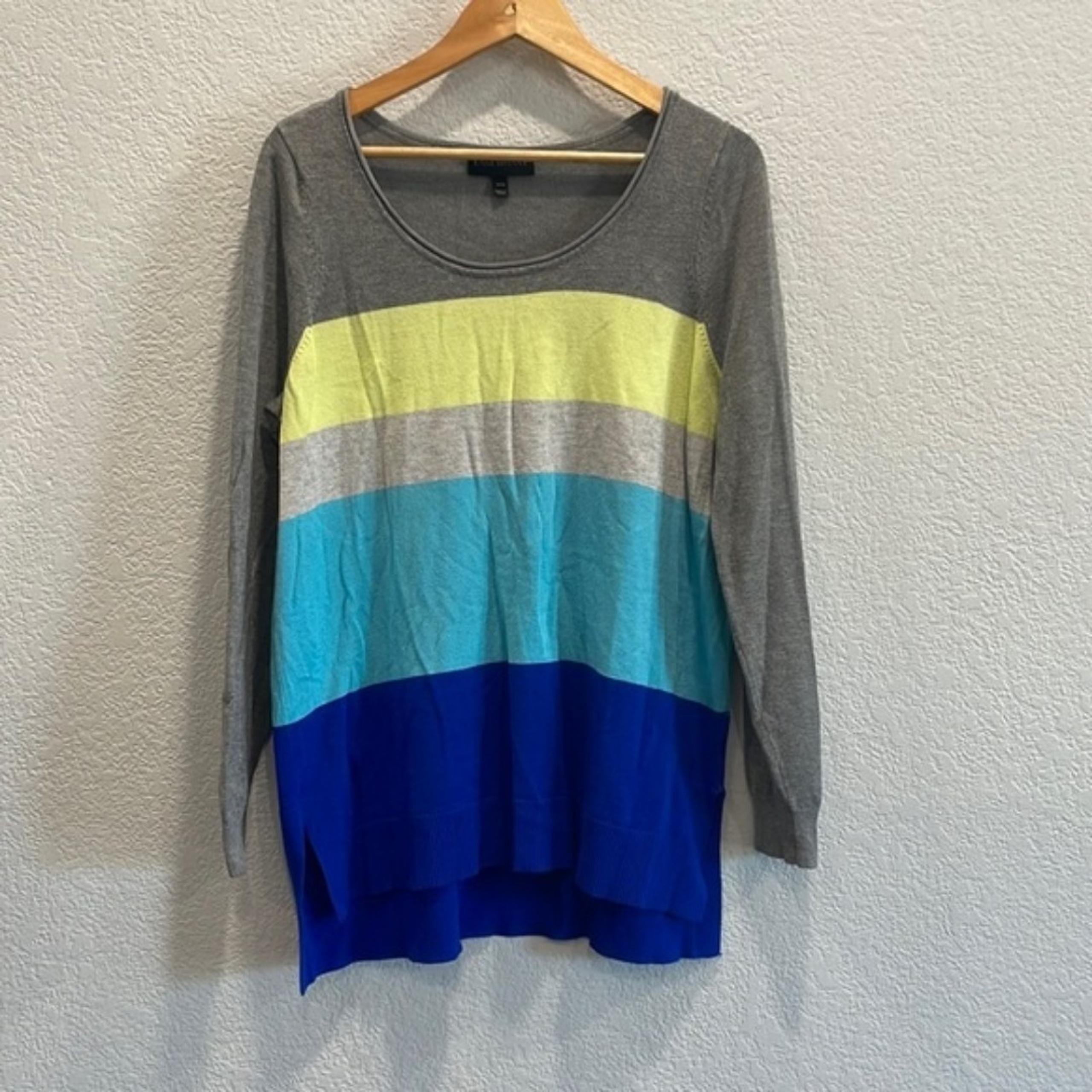 Lane Bryant Gray, Blue, and Yellow Colorblock Scoop Neck Sweater Size 14/16