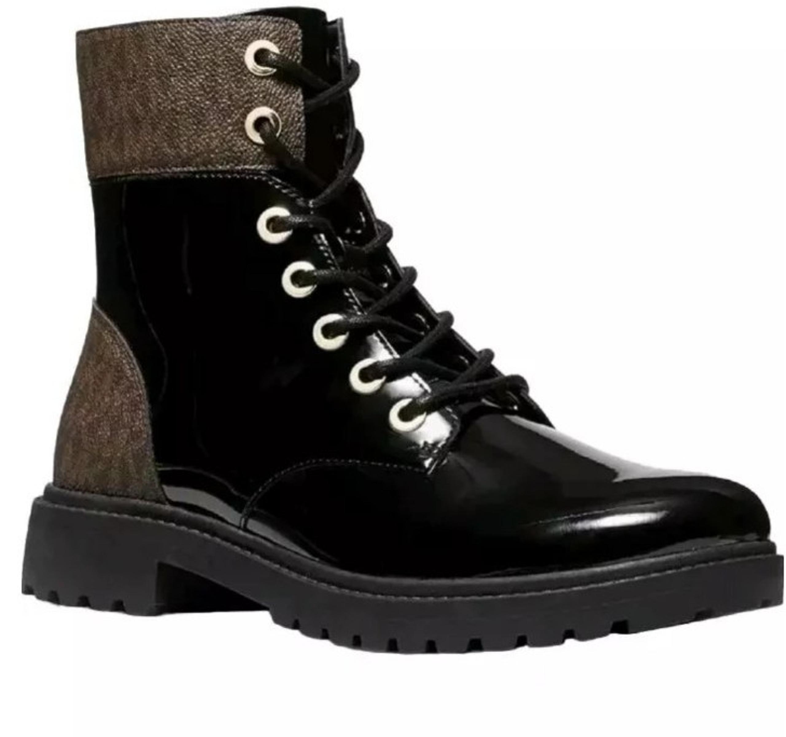 MICHAEL Michael Kors Women’s 6.5 Alistair Lace-Up Lug Sole Combat Brown Moto