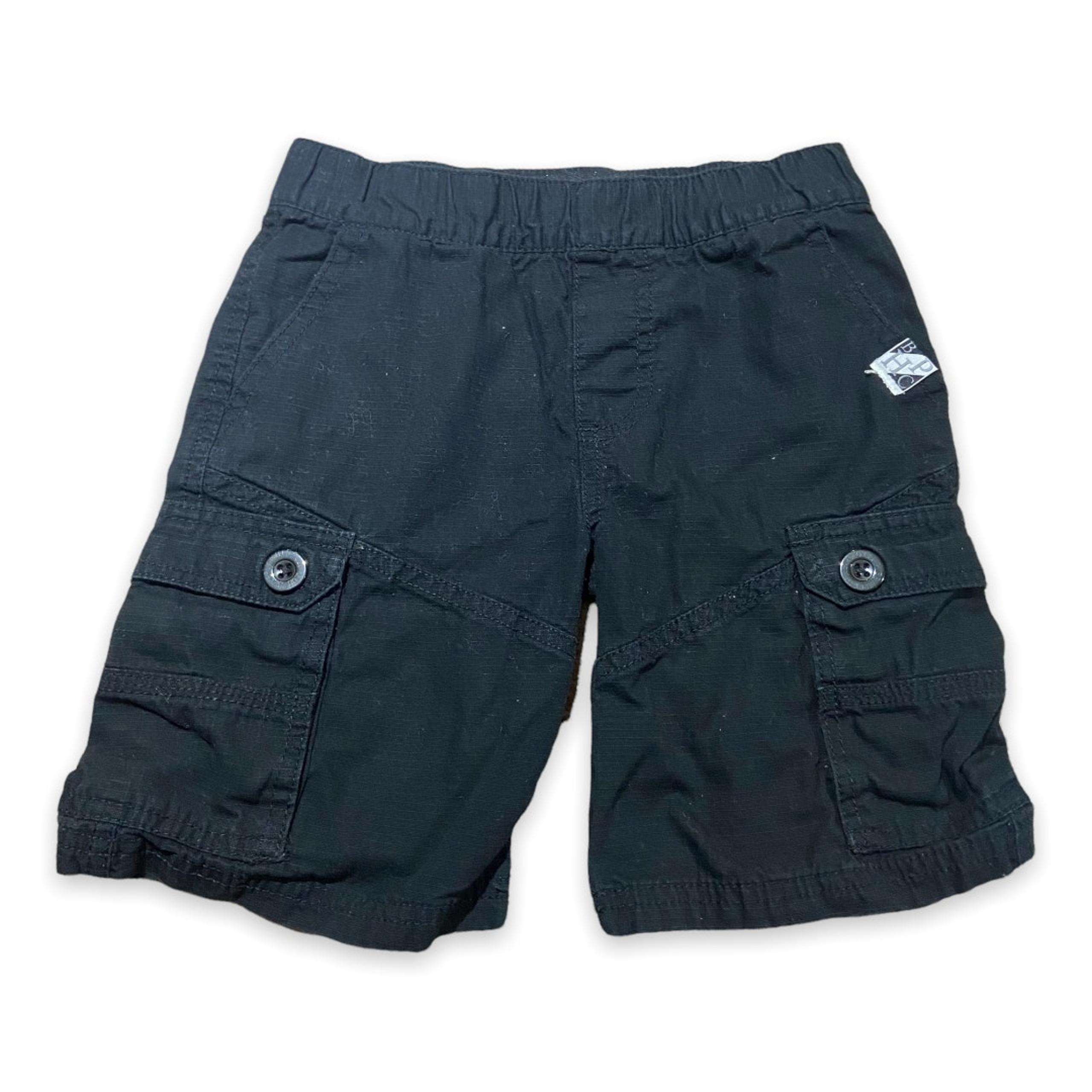 Beverly Hills Polo Club Boys Shorts Size 6 Black Elastic Waist Textured Cargo