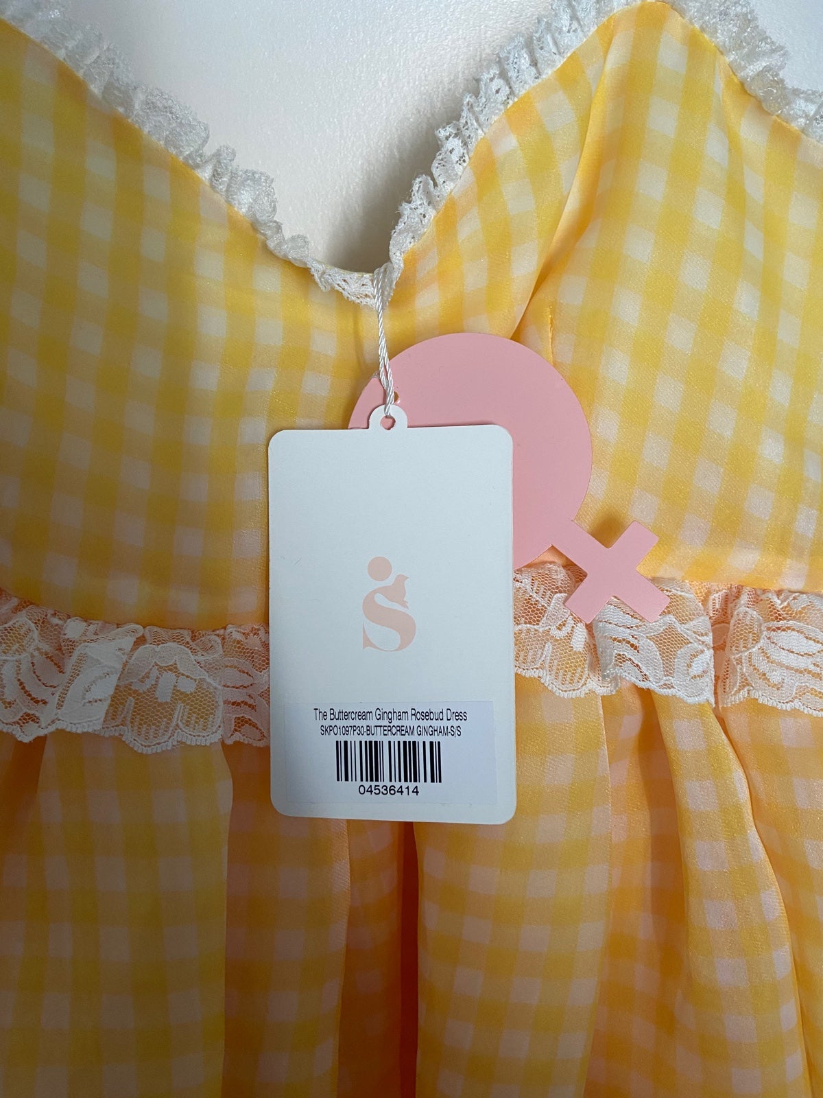 Selkie Buttercream Gingham Puff Dress Small high quality