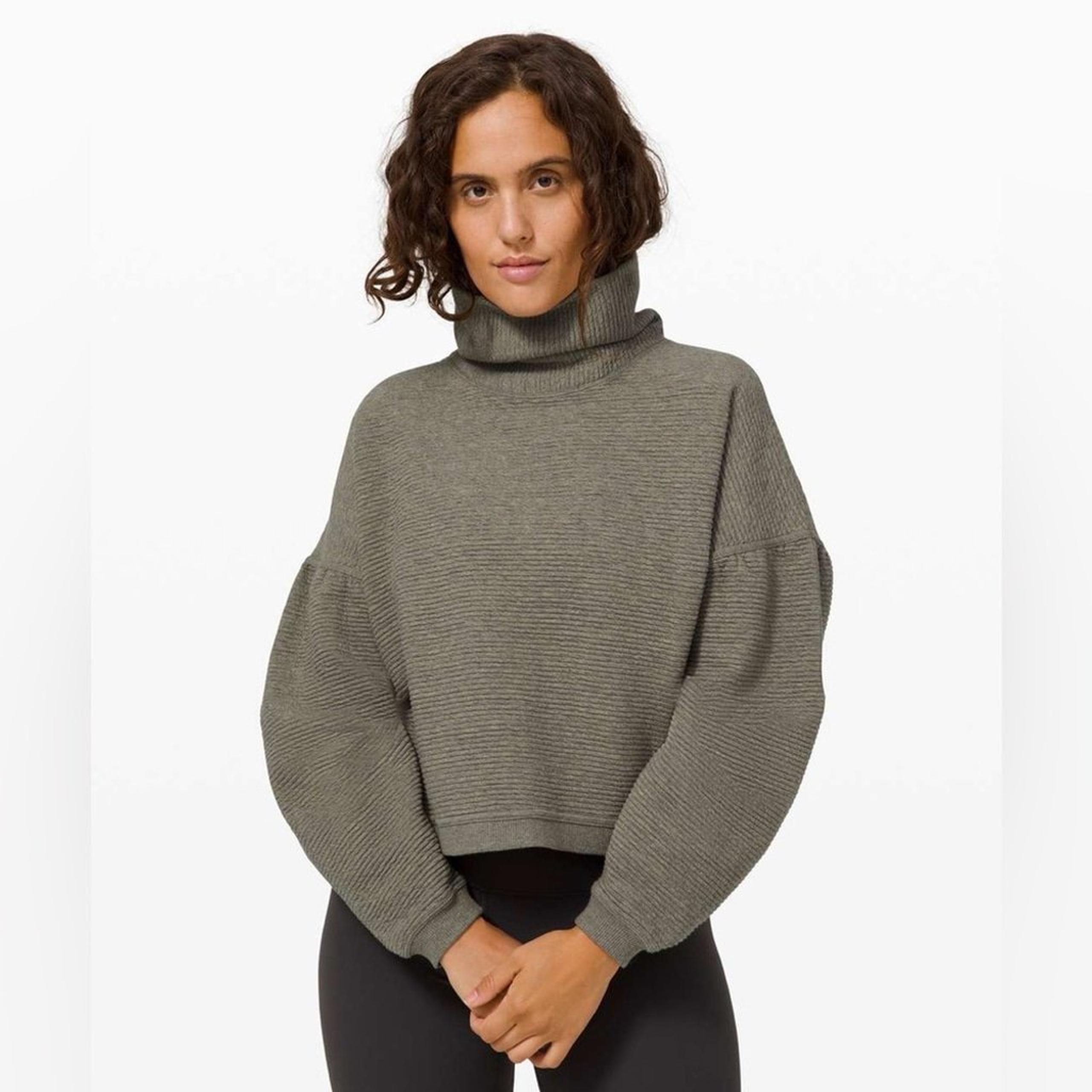 Lululemon Peaceful Moments Pullover Grey Sage Athletic Sweatshirt Cowl Neck