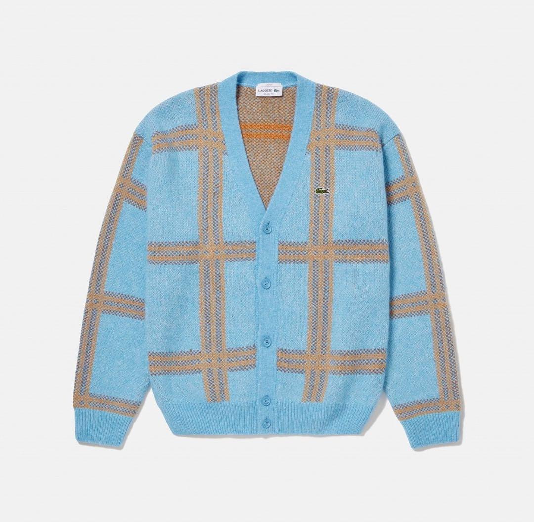 Lacoste Light Blue Checked Cardigan