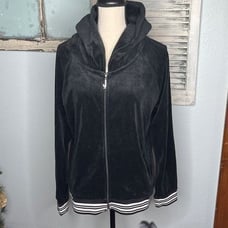 Juicy Couture Zip Up Hoodie Black Striped Women's Jacket Size Extra Large