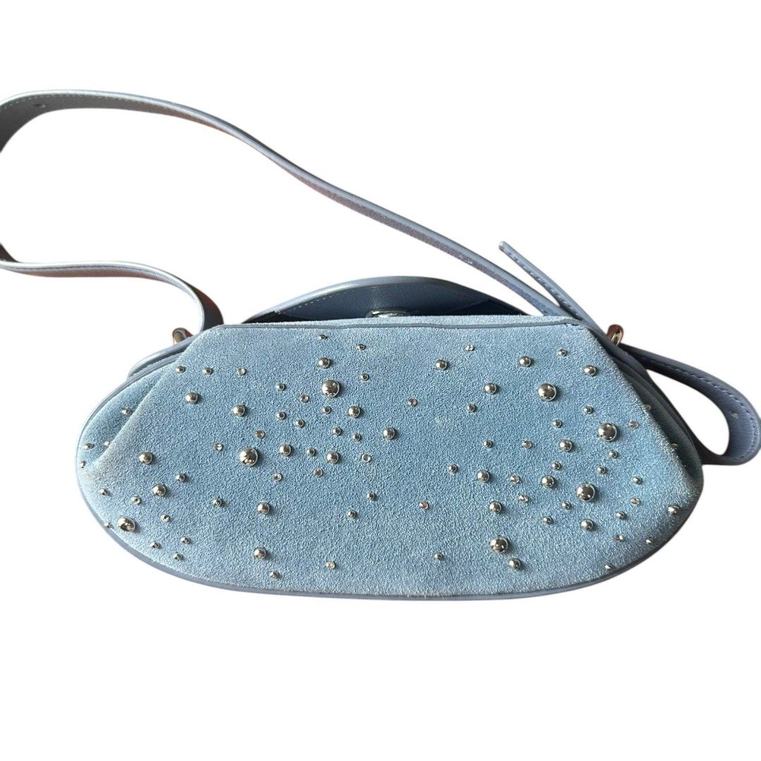 YUZEFI Dinner Roll Studded Handle Bag Light Blue NWOT