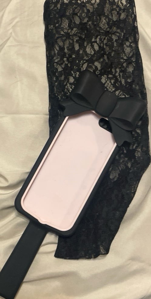 Victoria’s Secret iPhone holder with mirror and lace bag