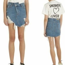 GRLFRND Payton Cross Over Cotton Denim High Rise Mini Skirt NEW Women's 25