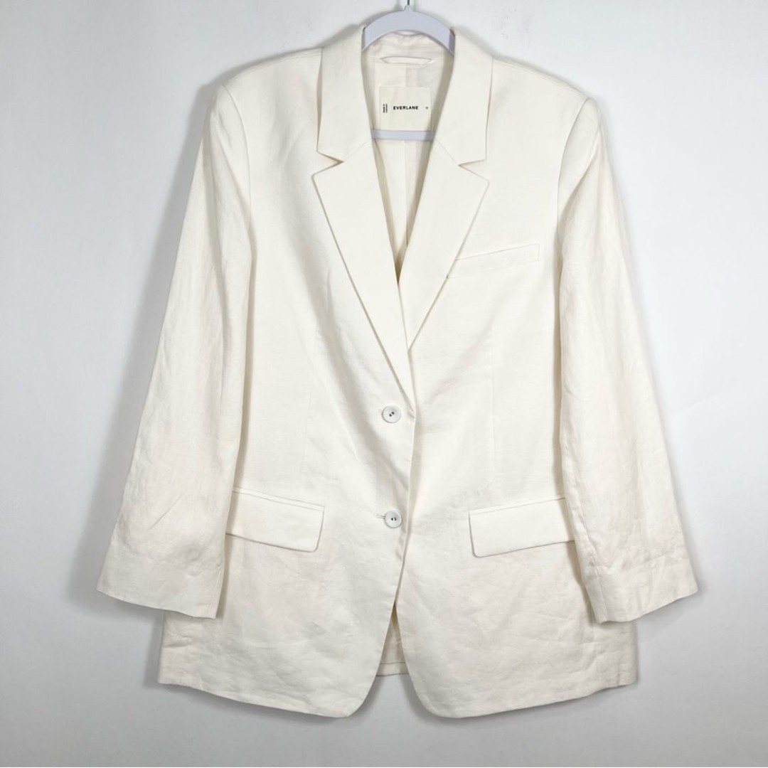 Everlane The Oversized Blazer in Linen in Bone Cream Size 12 NWOT