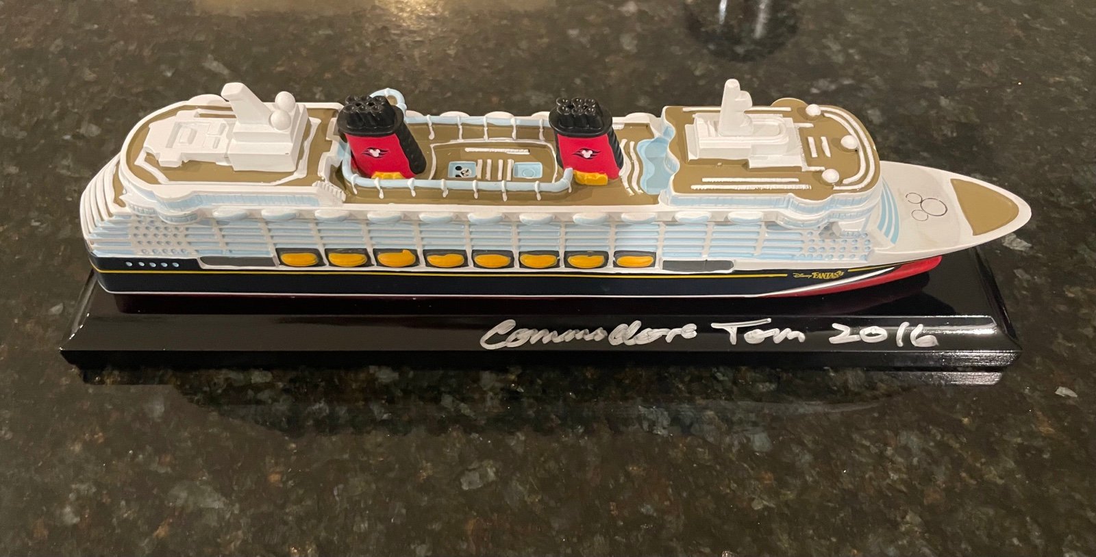 New Disney Cruise Line DCL FANTASY Official Model Ship SIGNED Commodore Tom