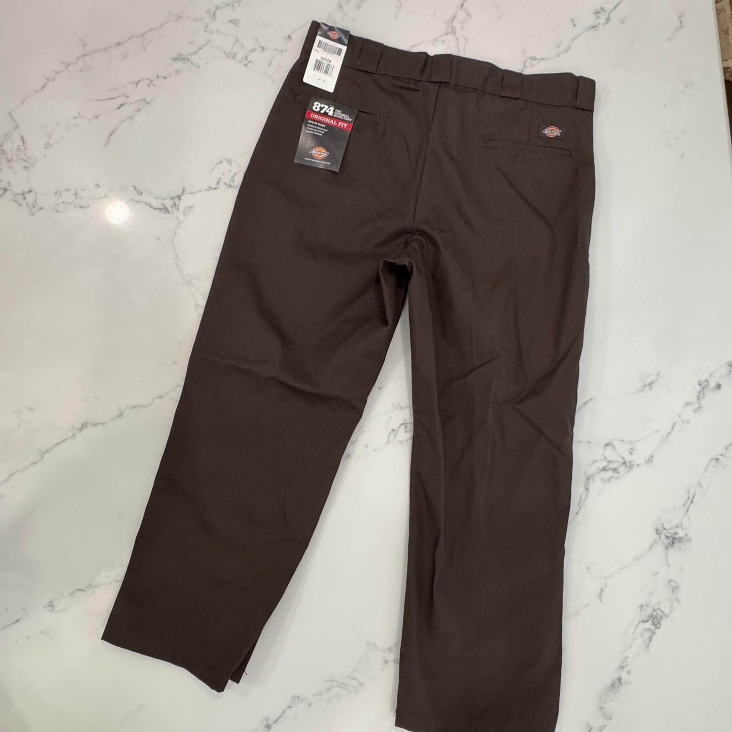 NWT Dickies 874 Original Fit Work Pants Mens 38x28 Brown Straight Leg