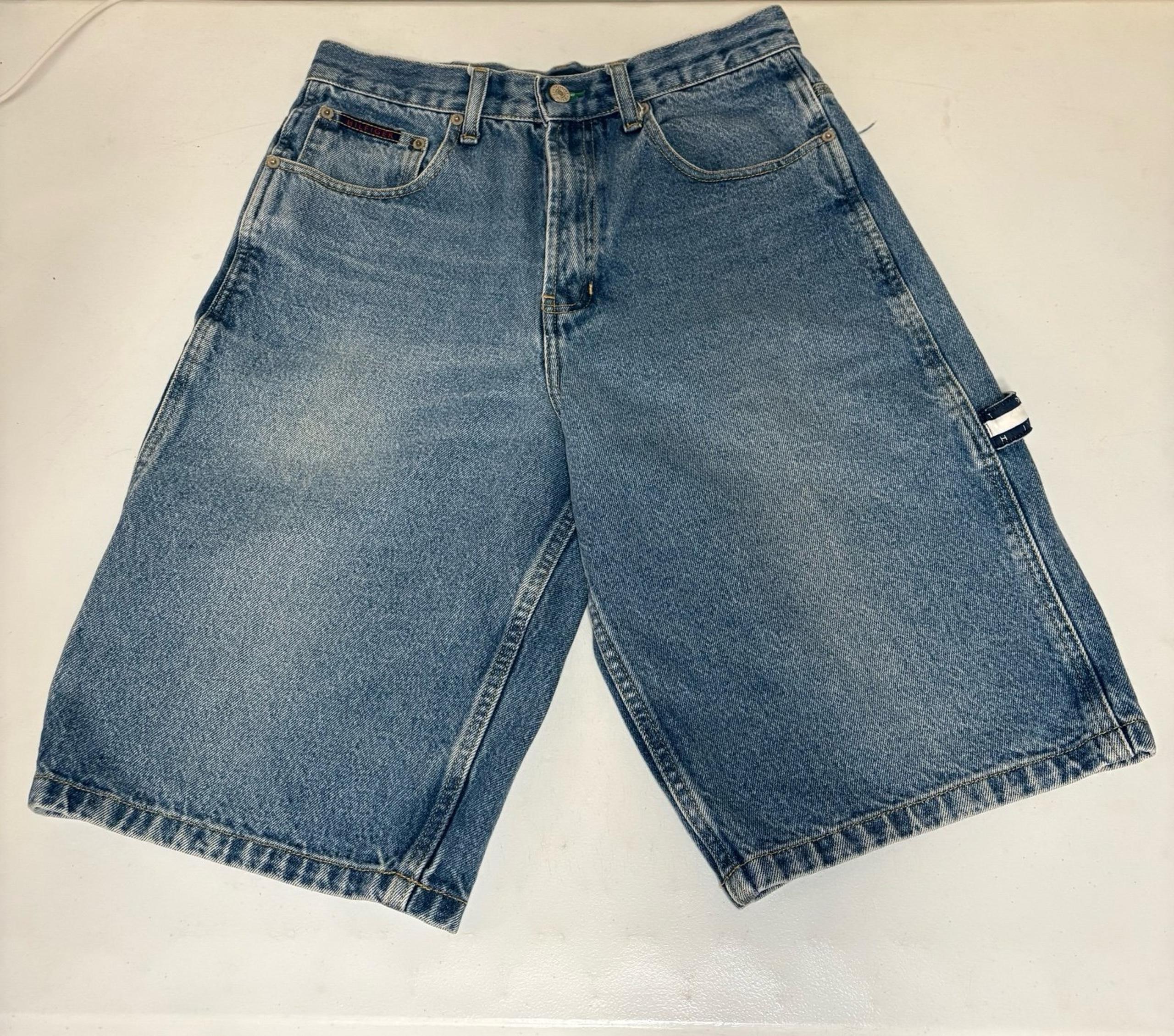 VTG 90s Tommy Hilfiger BlokeCore Mens 30 Baggy Fit Carpenter Blue Faded Deni