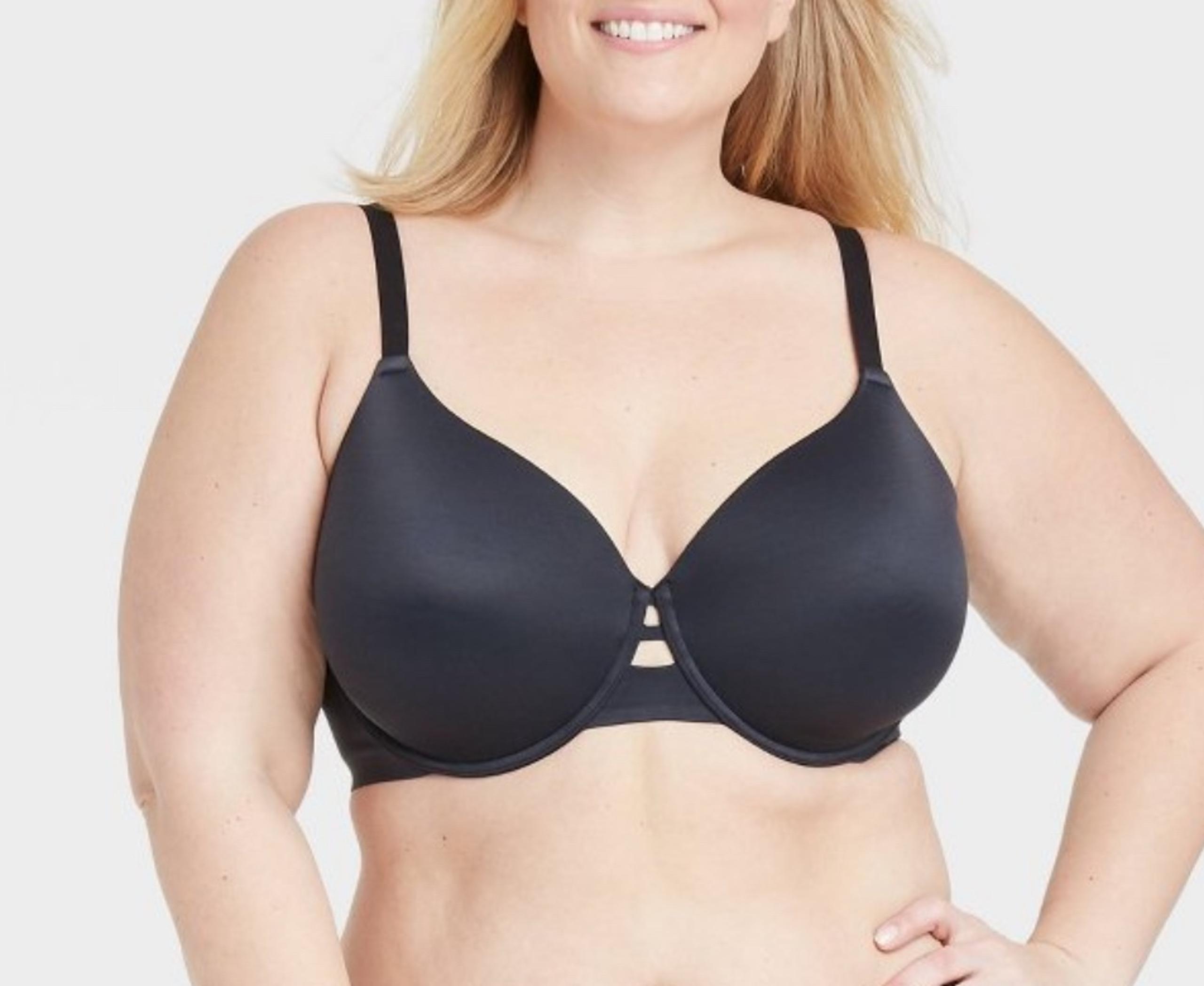 Auden Women's 44DDD Back Smoothing Bra Underwire Black
