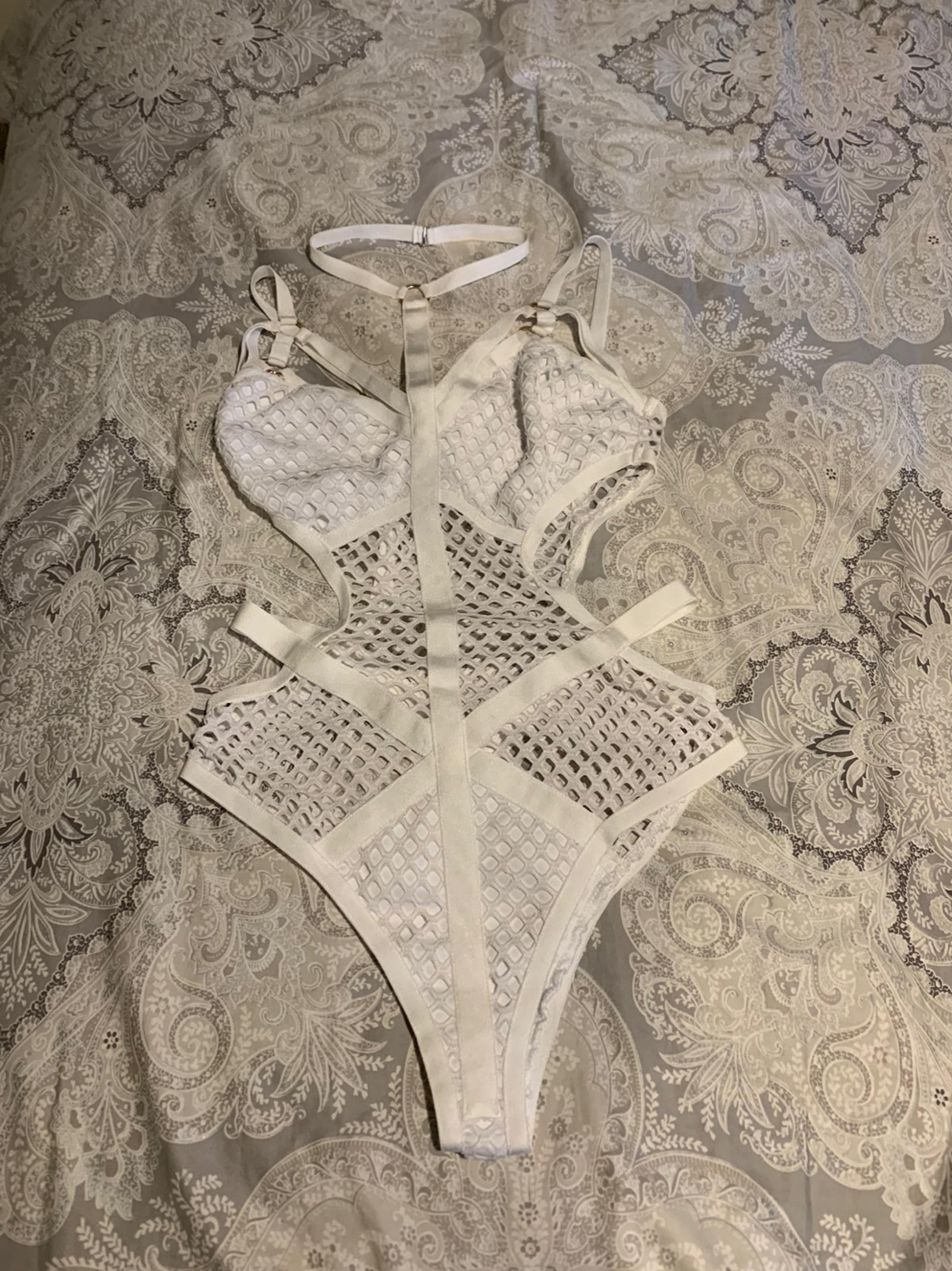 Wow couture one piece fishnet swimsuit