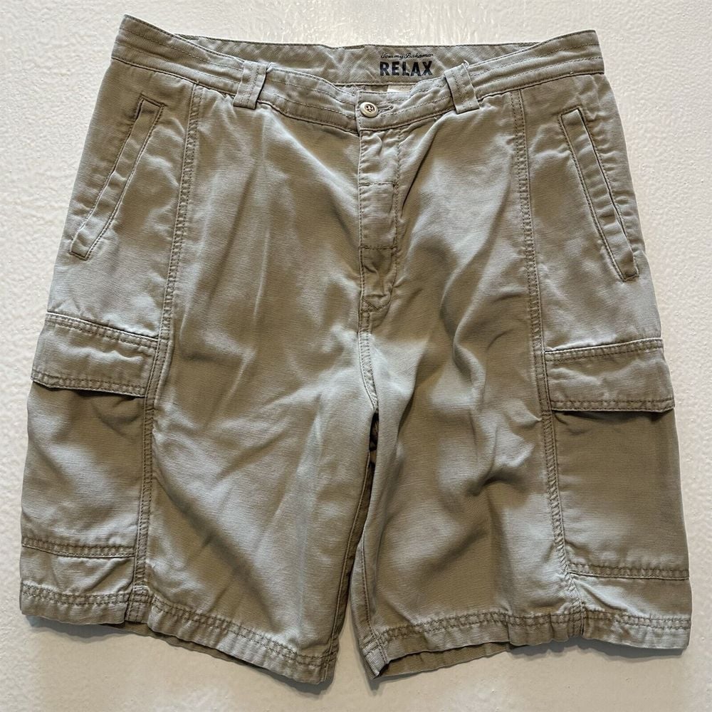 Tommy Bahama 34 x 9 Stone Tencel Blend Canvas Casual Cargo Shorts