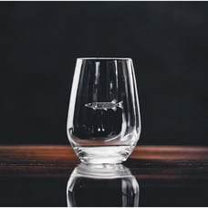 Muskie Stemless Wine Glasses x4 Premium 15 Oz Personalize Gift Outdoor Fish NEW