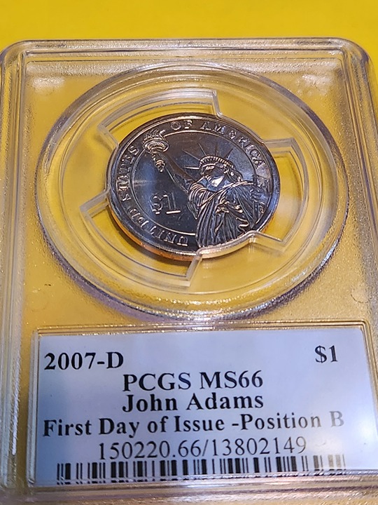 John Adams, 2007-D, MS66, First Day of Issue, Position B.