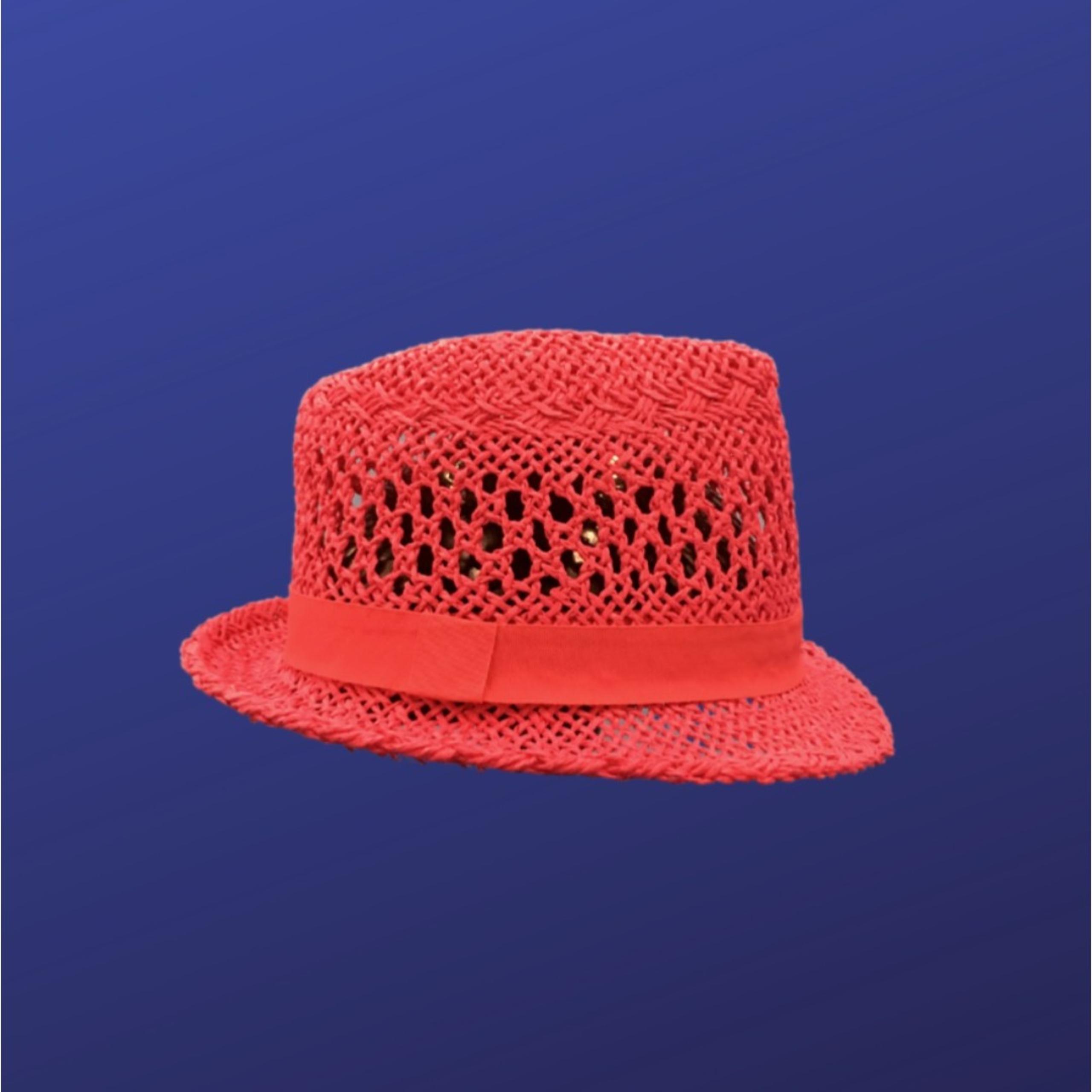 TARGET Womens FEDORA 100% Straw Hat, Open Weave, HOT PINK, One Size, NWOT