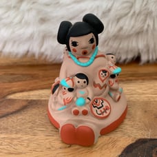 Vintage Pottery Navajo Storyteller 8 Children Figure