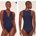 Andie The Malibu One Piece Swimsuit in Navy Blue Size LT