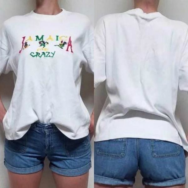 Vintage Jamaica Me Crazy White Rasta Tee Single