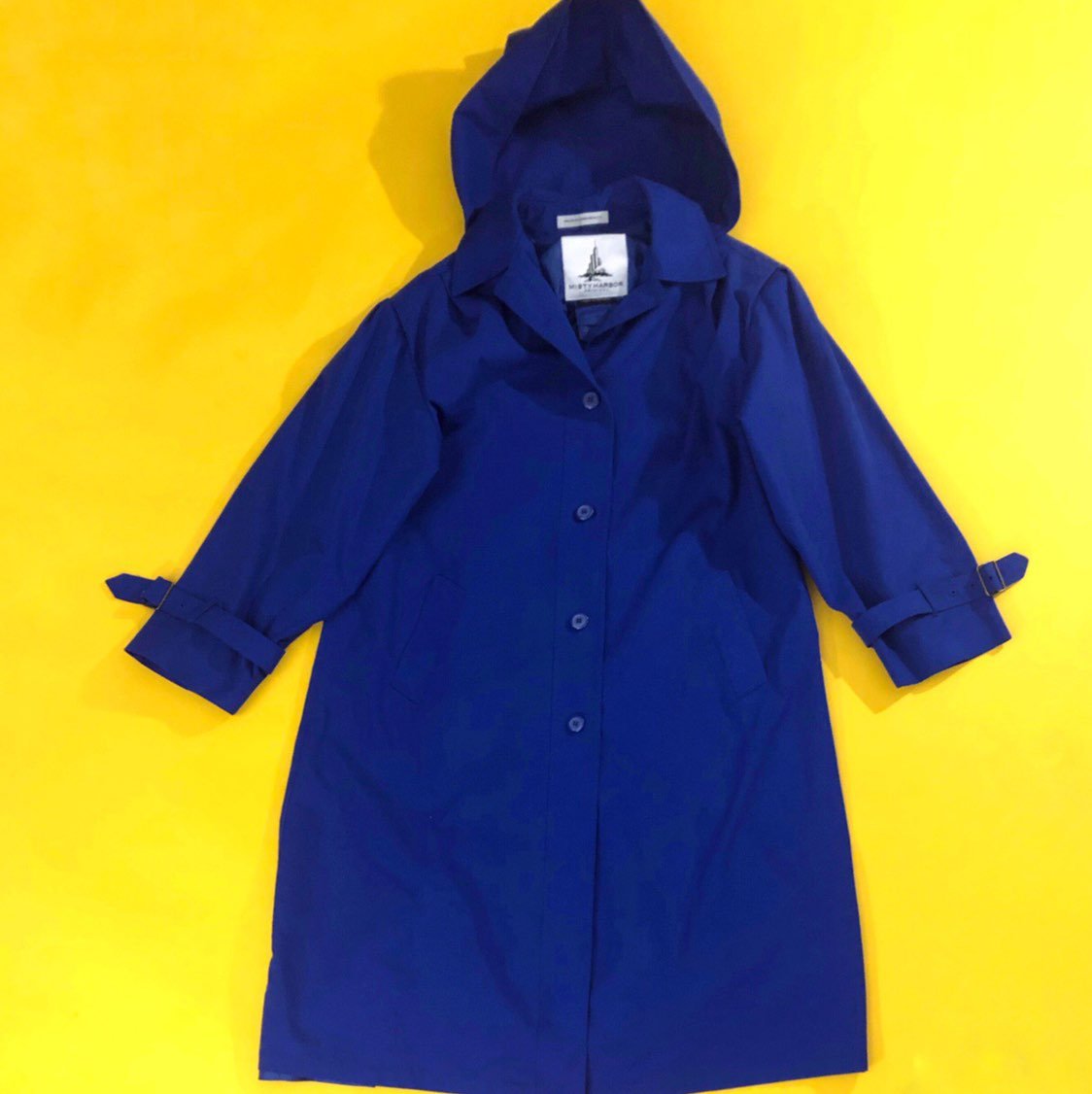 80's Cobalt Blue Trench Coat w/ Hood