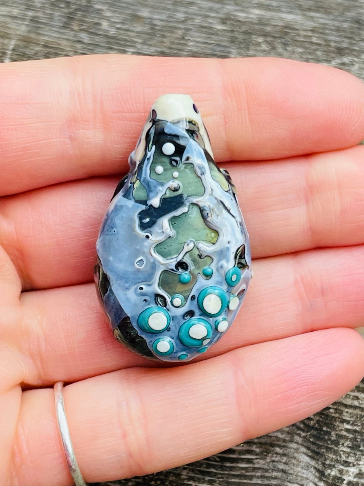Lampwork Glass Bead Handmade Organic with texture Focal Bead Lampwork Glass