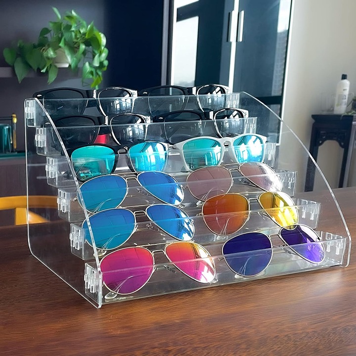 Sunglasses Organizer Clear Eyeglasses Display Case 6 layer