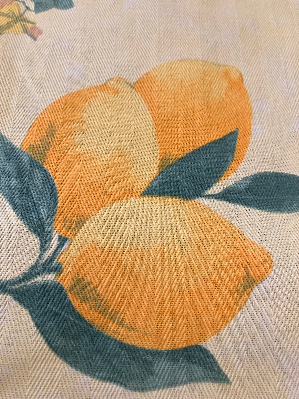 Printed Cotton 70” x 72” Tablecloth Set, 6 Napkins Lemon and Ivy Pattern