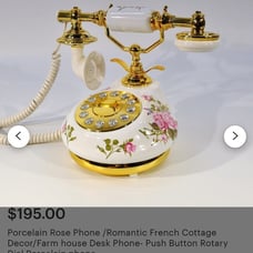 Vintage Porcelain & Rose Rotary Dial phone