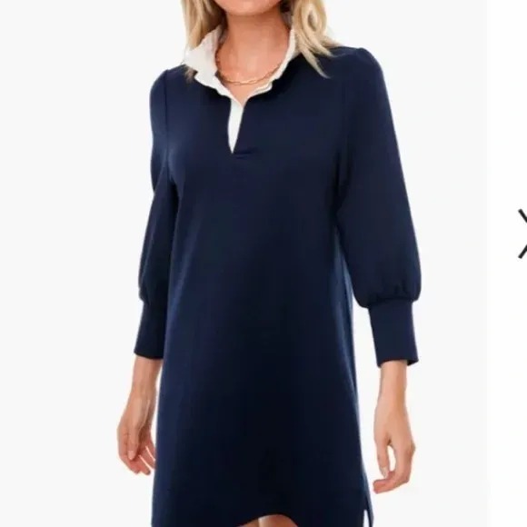 Tuckernuck Pomander Place Navy Charlotte Terry Dress, Size XS
