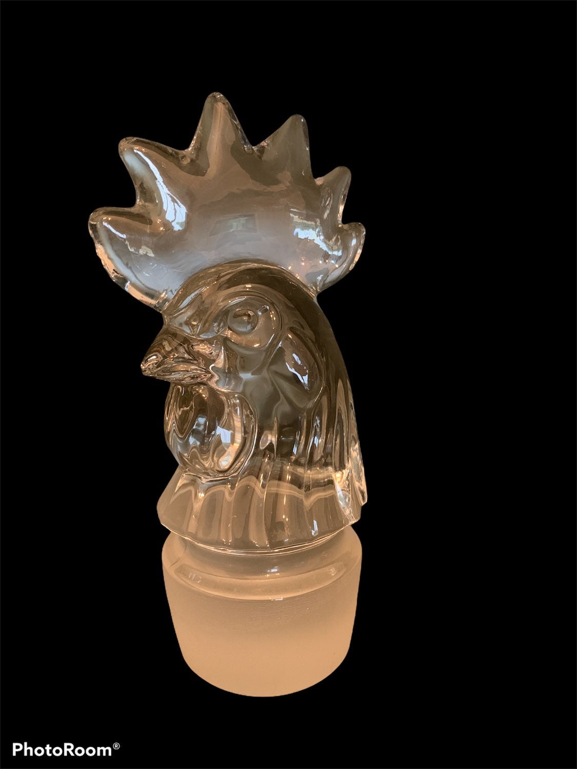 Clear Rooster Head Stopper By HEISEY