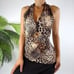 Vintage Y2K Brown Bohemian Indie Animal Print Summer Halter Top / Size: 4