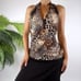 Vintage Y2K Brown Bohemian Indie Animal Print Summer Halter Top / Size: 4