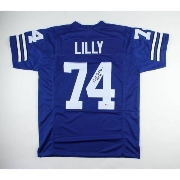 Bob Lilly Autugraphed Custom Dallas Football Jersey Inscribed HOF 80. BECKETT CE