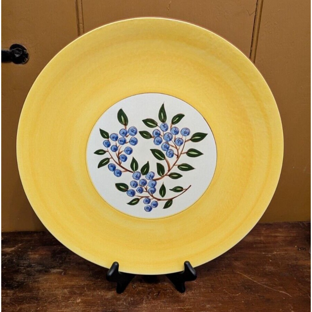 STANGL Pottery Large “BLUEBERRY” 14.5 Chop Plate / Platter - Hand Painted EUC