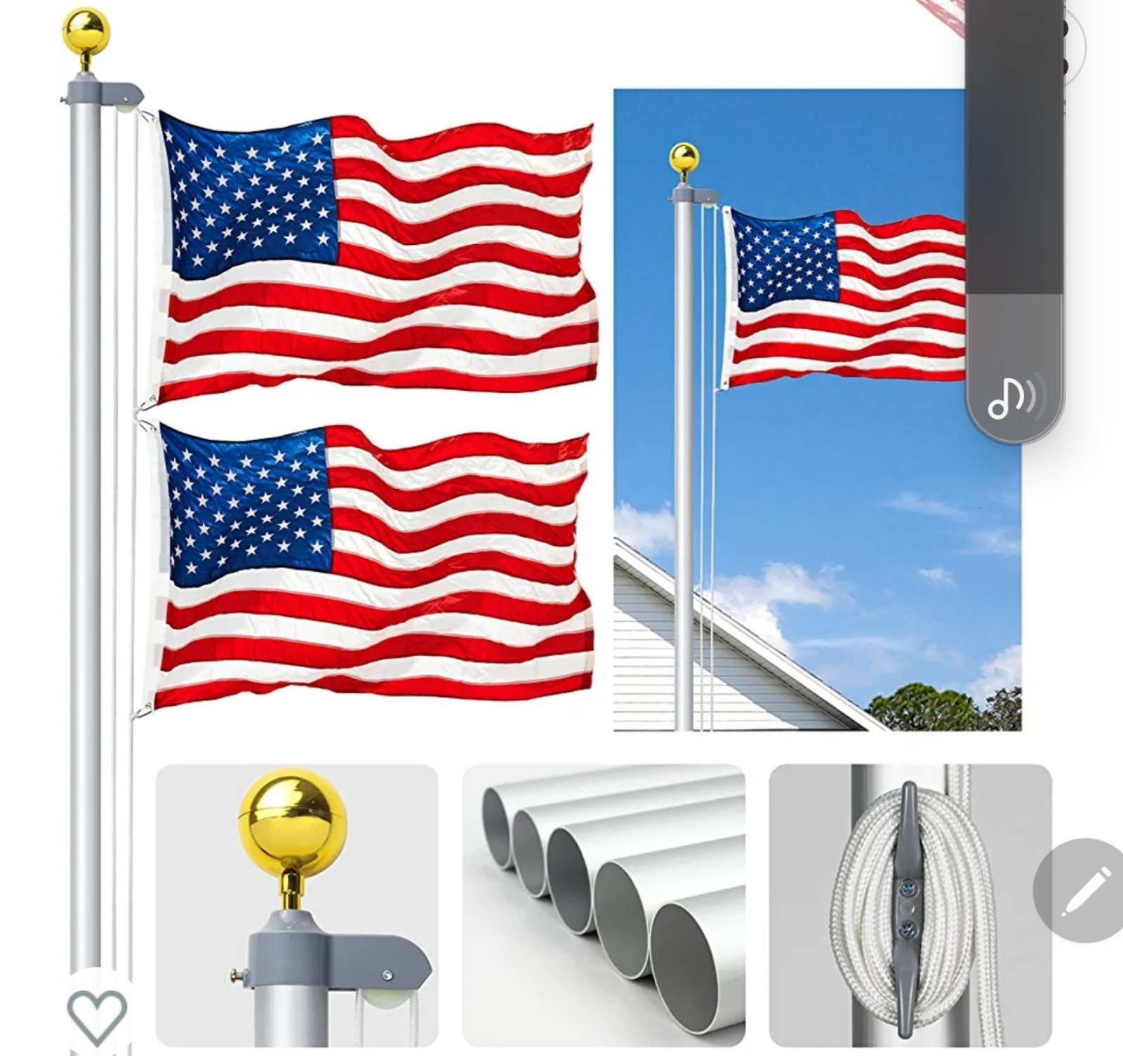 20 ft sectional flag pole