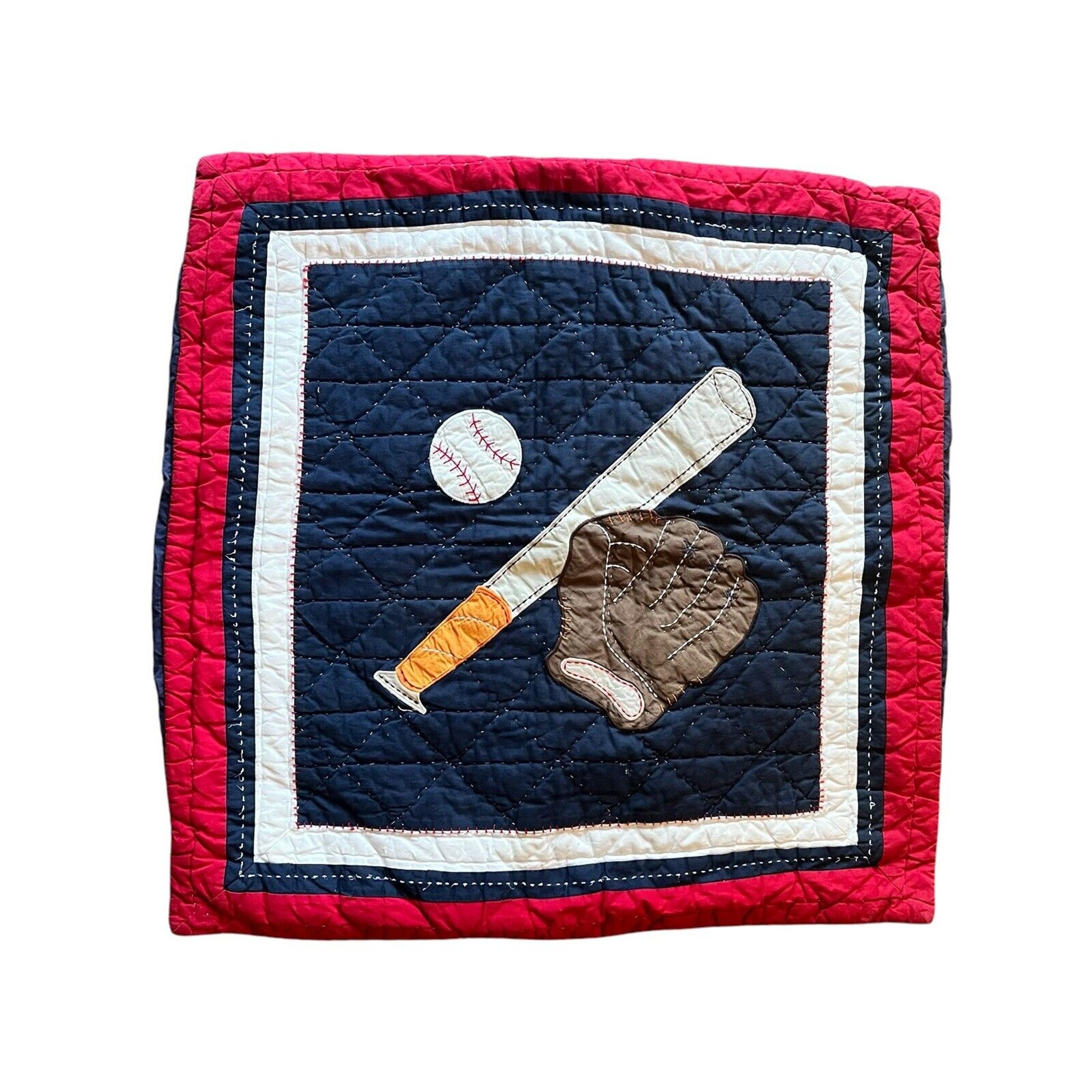 Pottery Barn Kids Quilt Baseball Sports Pillow Cover 25”x25”