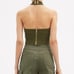 BALMAIN Twisted-Halterneck Stretch-Knit Cropped Top in Olive Green Size 42 NWT