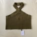 BALMAIN Twisted-Halterneck Stretch-Knit Cropped Top in Olive Green Size 42 NWT