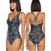 Prana Kayana Womens Floral Build In Bra Strappy Underwire One Piece Swimsuit 34D