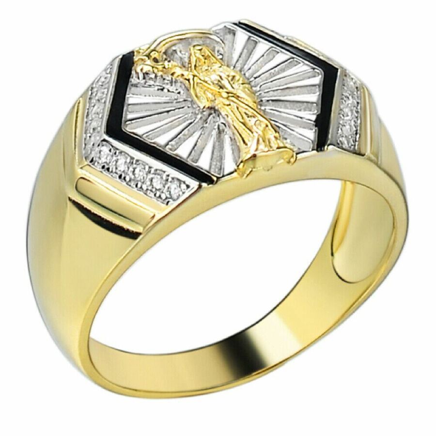 Solid 925 Sterling Silver 14k Gold Ring