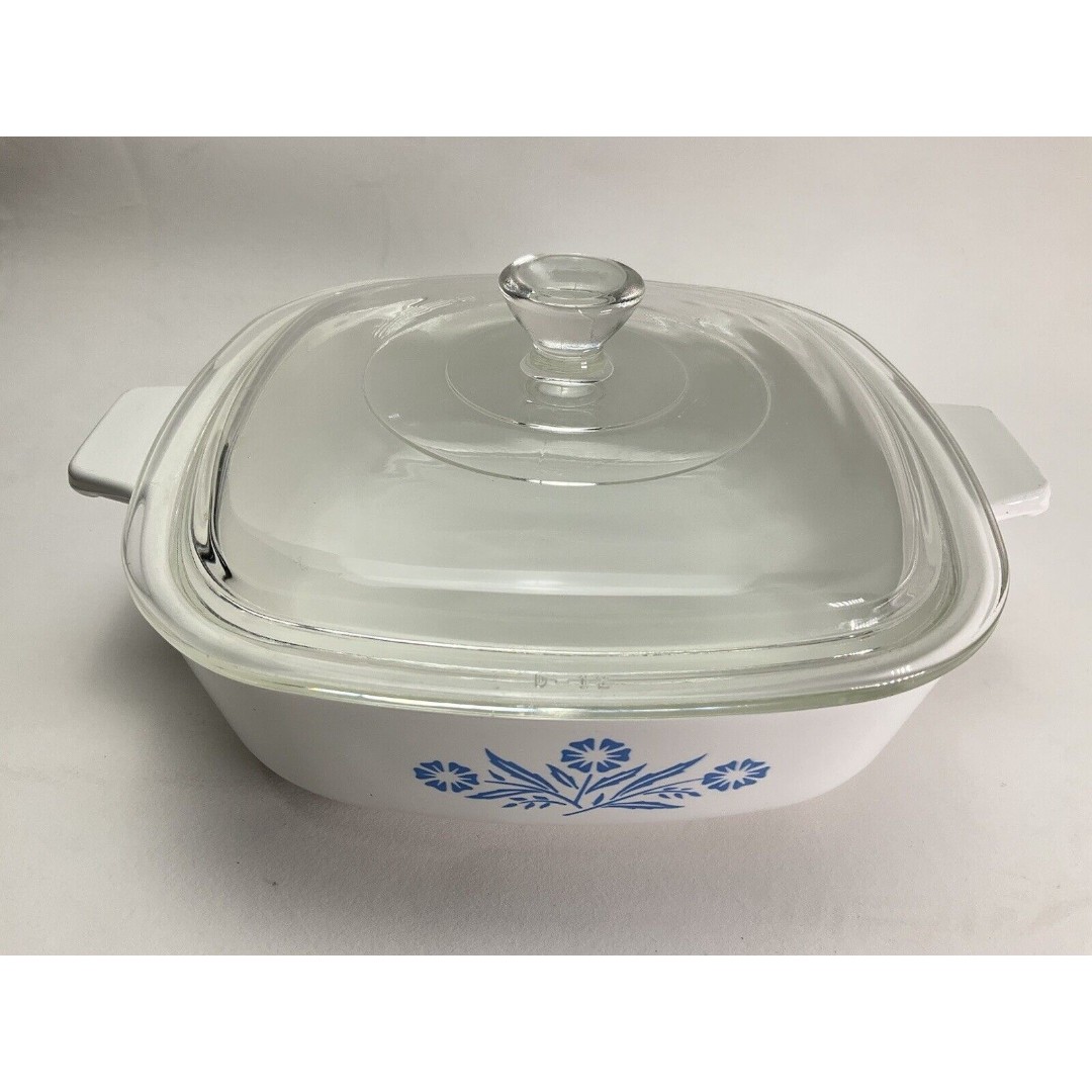 Vintage Blue Cornflower Corning Ware Casserole Dish Baking P-1-B 1 Qt with Lid