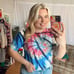 anthropologie tla tie dye puff sleeve boxy crewneck