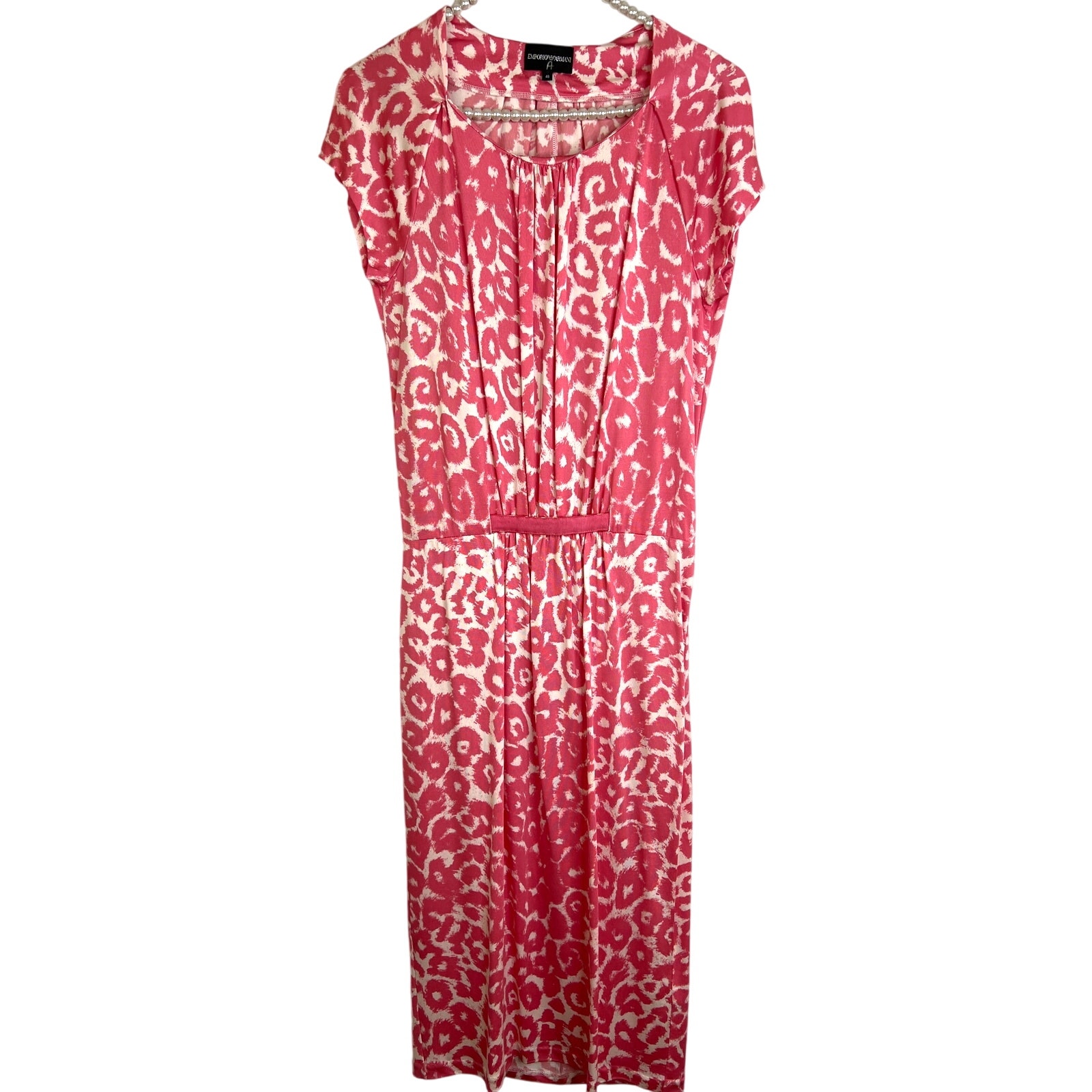 Emporio Armani Pink Animal Print Cap Sleeve Open Back Knee Length Silk Dress 4/6