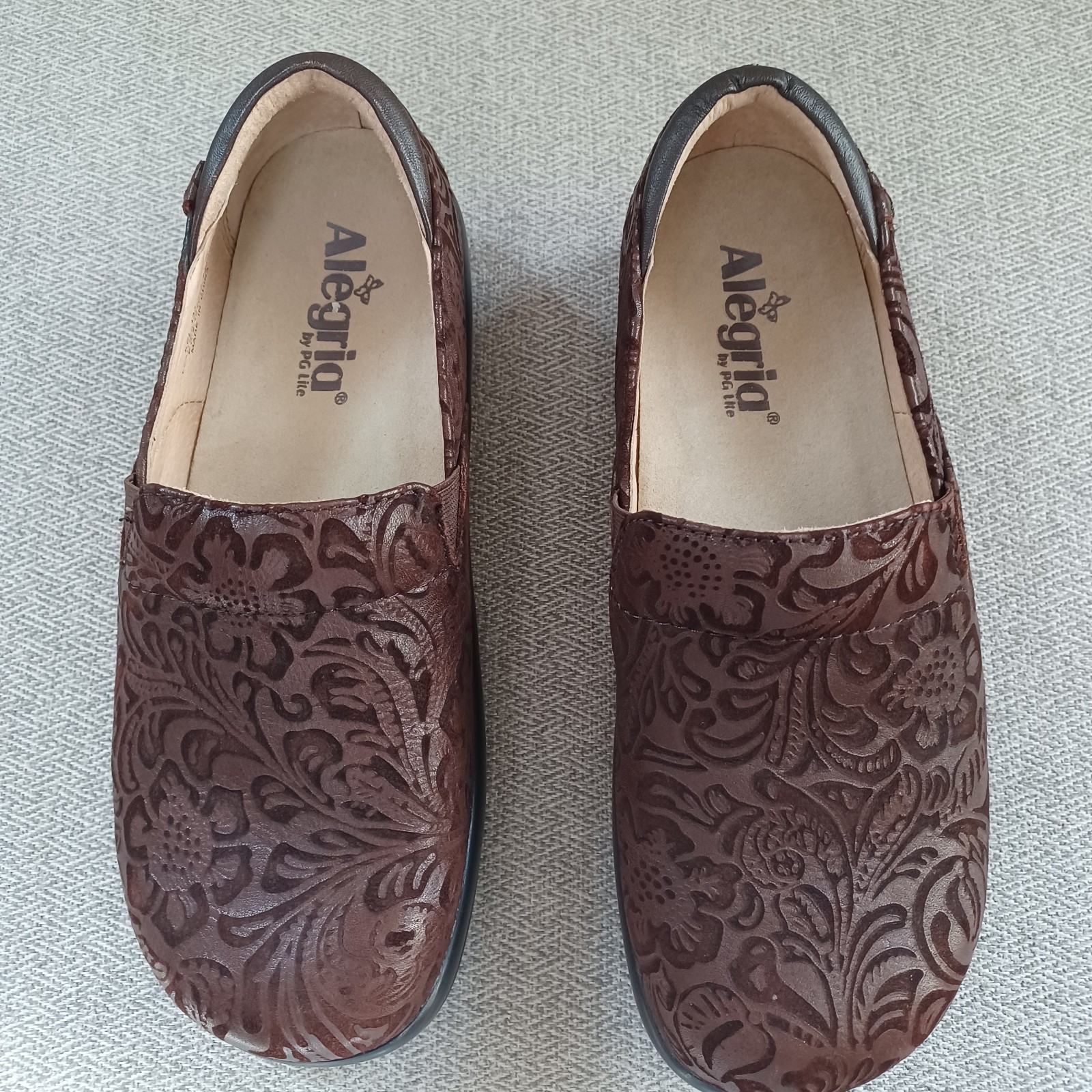 Alegria Kel, brown leather slip-ons, size 38