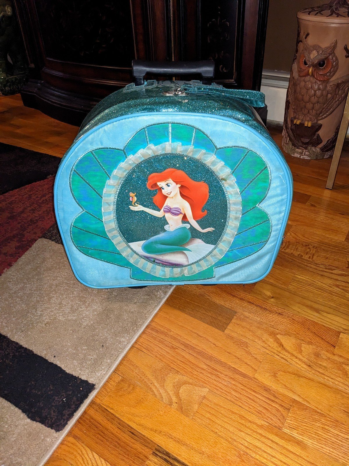 Vintage Disney The Little Mermaid Kids Luggage Suitcase Round Carrying Case