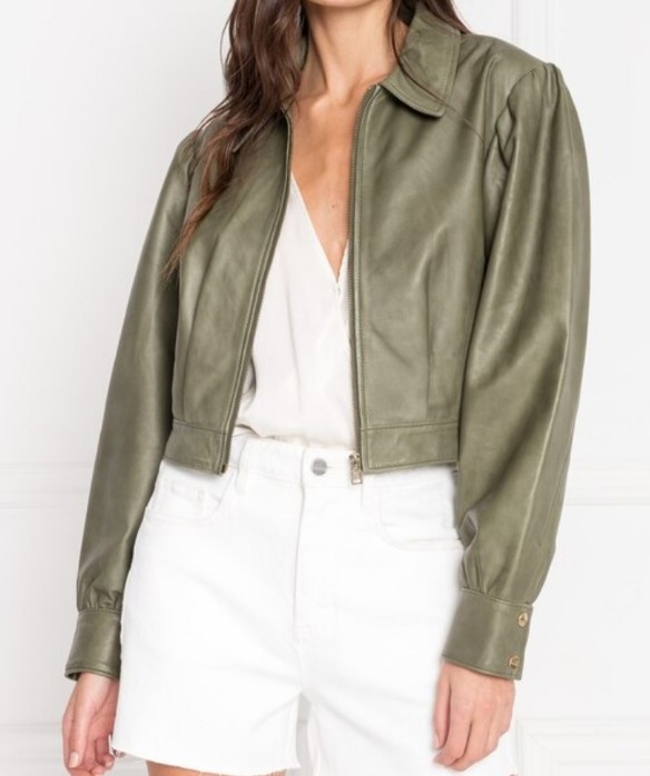 Anthropologie by LAMARQUE Karry Cropped Leather Jacket sz large