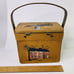 Vintage 1950s Wood Box Handbag Purse Handpainted Handle Architecture Fairfax VA